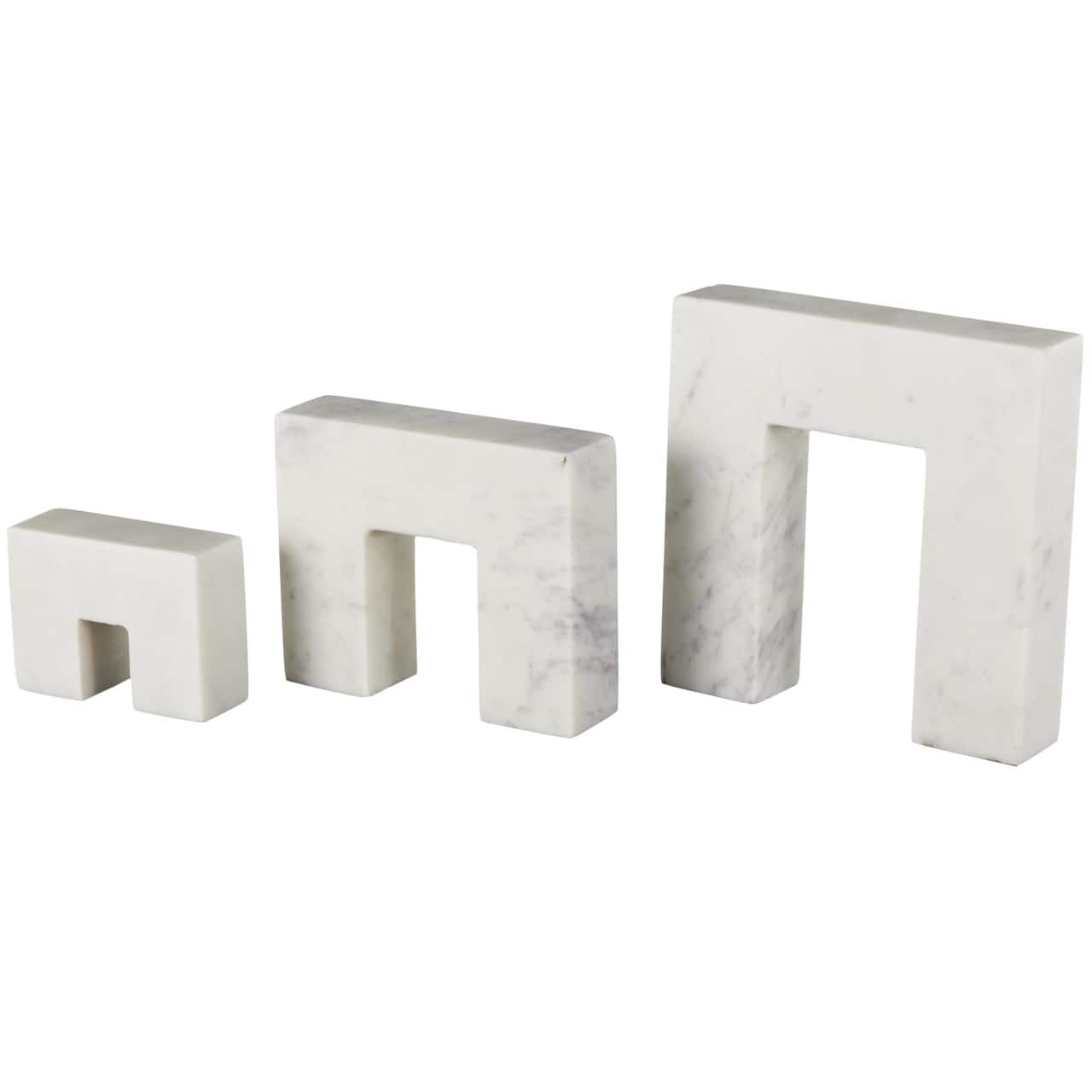White Abstract Square Arch Marble Sculpture Set